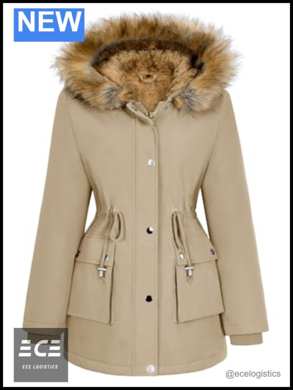 Women's Fleece Lined Parka Winter Coat Faux Fur Hood Water Resistant